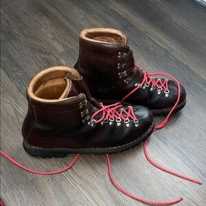 Asolo Dark Brown Leather Boots with Red Laces